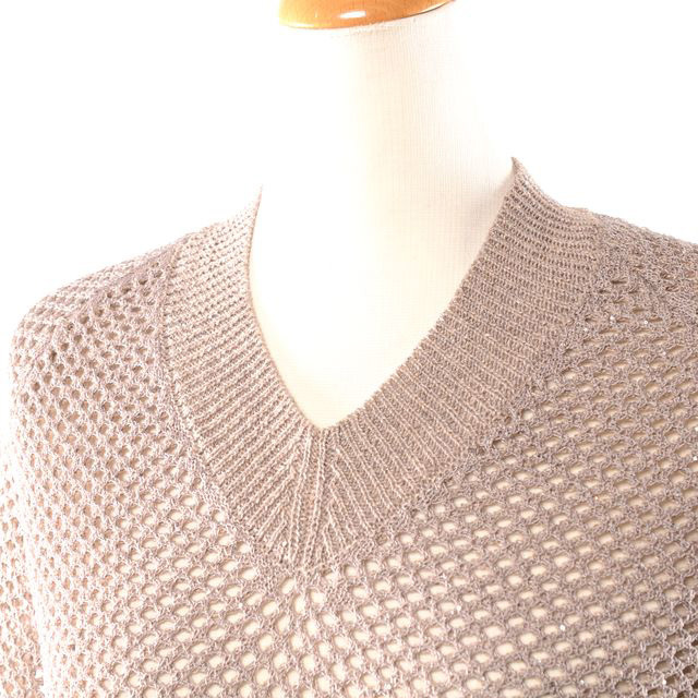ペゼリコ PESERICO Vネック透かしセーター リネンコットン ベージュ