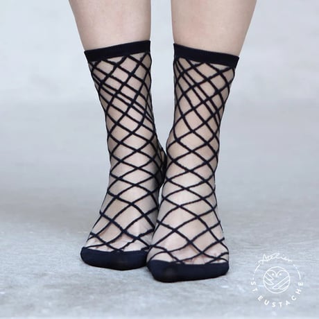 アトリエサンウスタッシュ Atelier ST EUSTACHE ブルックリンブリッジソックス ナイロン ブラック