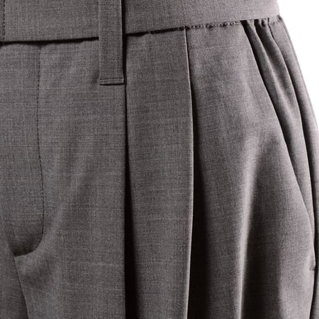 ブルネロクチネリ Brunello Cucinelli ベルト付きタックパンツ トロピカルウール グレー