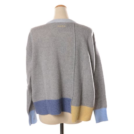 マルニ Marni カラーブロッククルーネックセーター カシミヤ グレーマルチ