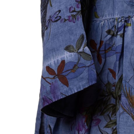 インポートブランド import brand プルマナック PLOUMANAC'H 七分袖チュニックワンピース レーヨン 花柄ダークブルー