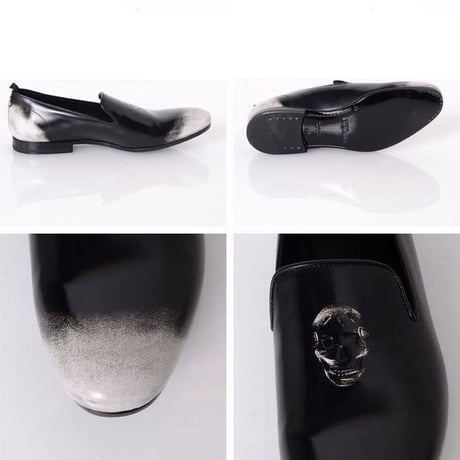 アレキサンダーマックイーン Alexander McQueen スカルスリッパー　レザーでスカルが着いているタイプ ブラック