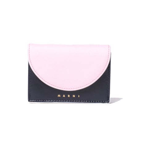 マルニ Marni 3つ折財布 トリフォールド ピンクローズブラックアンティークホワイト