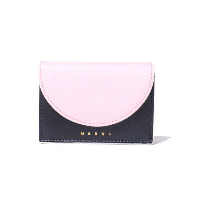 マルニ Marni 3つ折財布 トリフォールド ピンクローズブラック