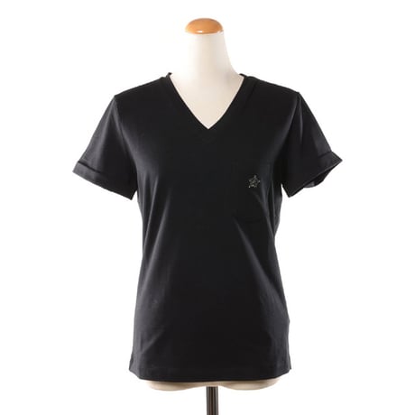 インポートブランド import brand ロレーナアントニアッツィ Vネックポケット付きTシヤツ コットンストレッチ ブラック