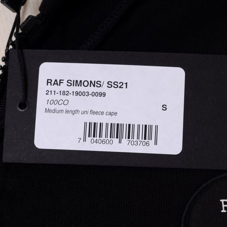 ラフシモンズ RAF SIMONS ミディアムレングスフリースケープ コットン ブラック
