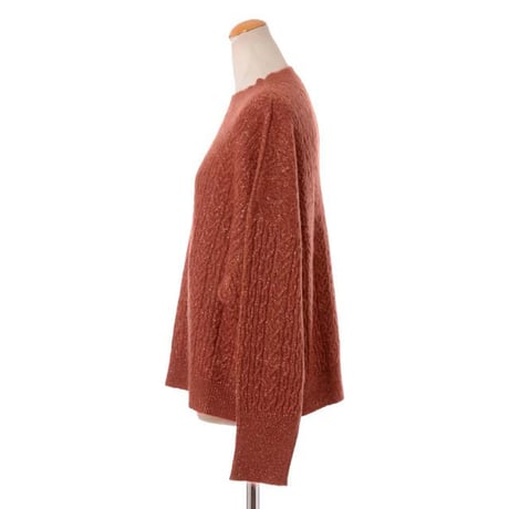 ブルネロクチネリ Brunello Cucinelli ラメ糸ケーブルニットセーター ラメ糸 テラコッタ