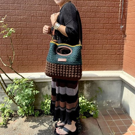 マルニ Marni クロッシェKnottyクラッチバッグ ウールなど ブラウン 正規取扱