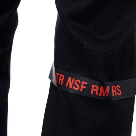 ラフシモンズ RAF SIMONS テープアンドパッチ付きレギュラーフィットジーンズ コットンストレッチ ブラック