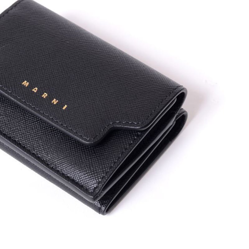 マルニ Marni 三つ折り財布 サフィアーノレザー ブラック マルニ Marni 三つ折り財布 サフィアーノレザー ブラック