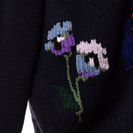 インポートブランド import brand マーロ malo Vネック刺繍カーディガン カシミア ネイビー
