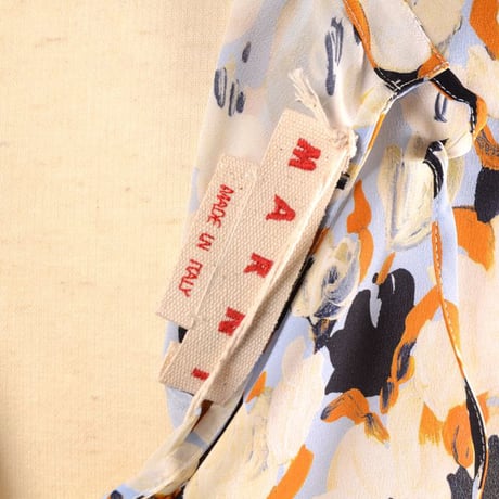 マルニ Marni ラウンドネックフラワープリントブラウス シルククレープ ブループリント 正規取扱