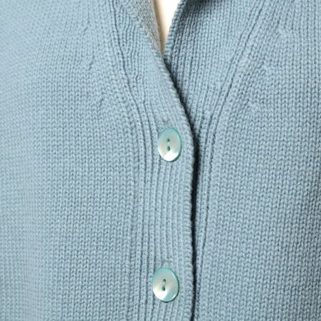 インポートブランド import brand HAWICO Scotland（ホイコ スコットランド）襟付きカーディガン カシミア アイスブルー