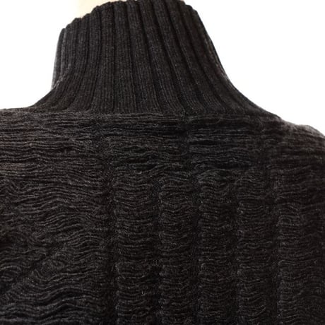エムエムシックス メゾンマルジェラ MM6 MAISON MARGIELA ハイネック特殊編みセーター ウールアクリル グレー