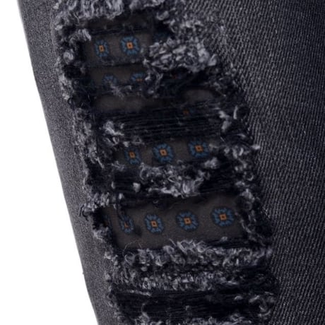 アレキサンダーマックイーン Alexander McQueen デストロイスリムジーンズ コットンストレッチ ブラック