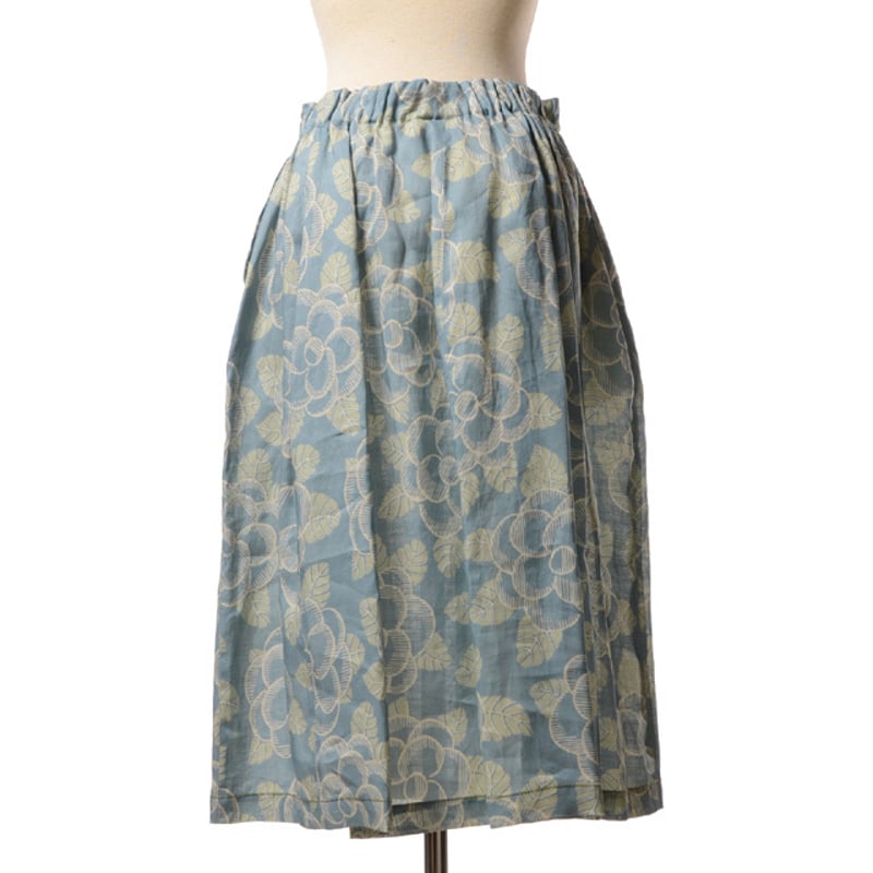 マルニ Marni フラワープリントゴムスカート ラミー ブループリント