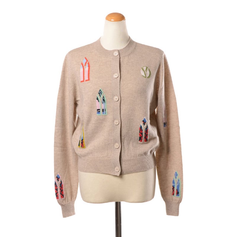 バリー BARRIE 丸襟インターシャカーディガン カシミア ベージュ