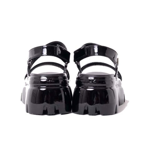 ジュゼッペザノッティ GIUSEPPE ZANOTTI 上げ底サンダル エナメルレザー ブラック