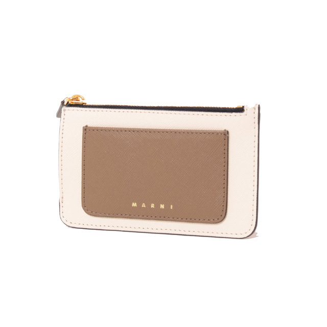 ☆関税込☆MARNI★MUSEO 小銭入れ付き カードケース MOSSSTONE マルニ Marni カードケース付き小銭入れ グレインカーフレザー
