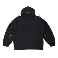 ラフシモンズ RAF SIMONS Washed big fit hoodie with clasps and patch フーディ コットン ブラック