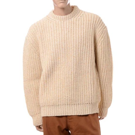 ラフシモンズ RAF SIMONS Bulky pearl ribbed roundneck sweater ウール アイボリー