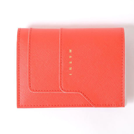 マルニ Marni 二つ折り財布 サフィアーノレザー オレンジレッド