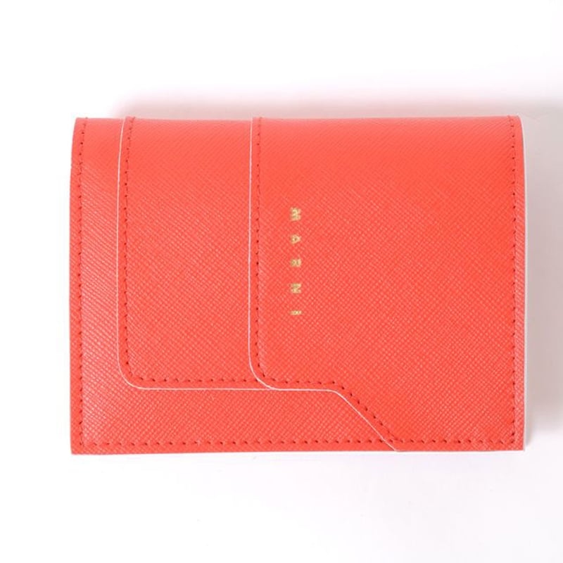 マルニ Marni 二つ折り財布 サフィアーノレザー オレンジレッド