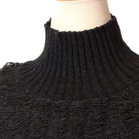 エムエムシックス メゾンマルジェラ MM6 MAISON MARGIELA ハイネック特殊編みセーター ウールアクリル グレー
