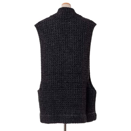 エムエムシックス メゾンマルジェラ MM6 MAISON MARGIELA ワッフルニットノースリーブセーター アクリルミックス ダークグレーメランジ