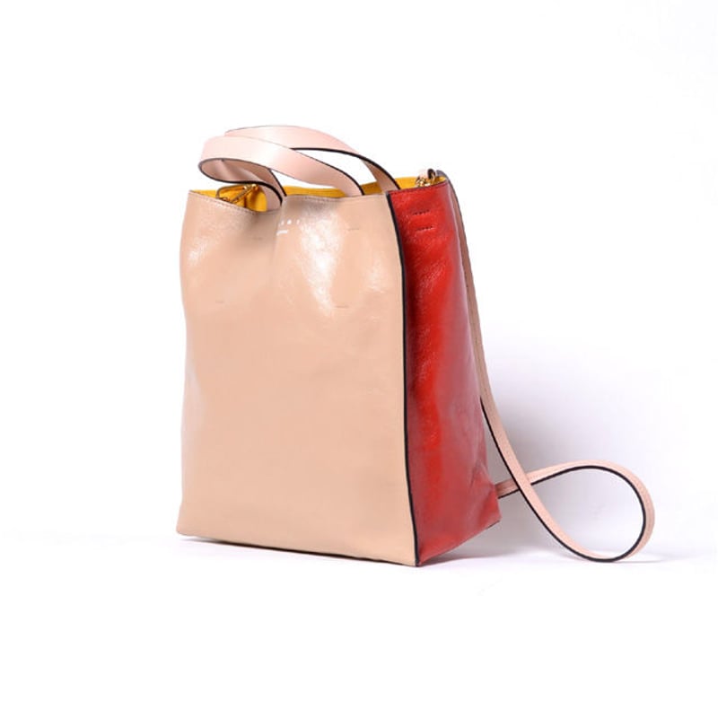 マルニ Marni ショッピングバッグ カーフレザー ベージュレッド マルニ Marni ショッピングバッグ カーフレザー ベージュレッド