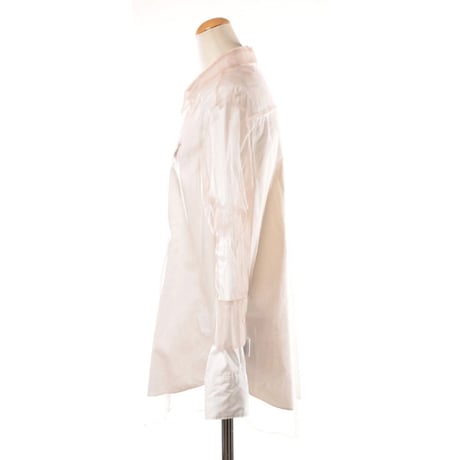 チカ キサダ chika kisada 2重ブラウス ナイロンコットン ピンクホワイト