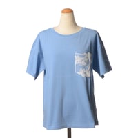 エルマノシェルビーノ ermanno scervino 丸襟刺繍ポケットTシャツ コットン スカイブルー 正規取扱