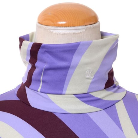 ラフシモンズ RAF SIMONS オールオーバープリントロールネックTシャツ スパイラルパープル