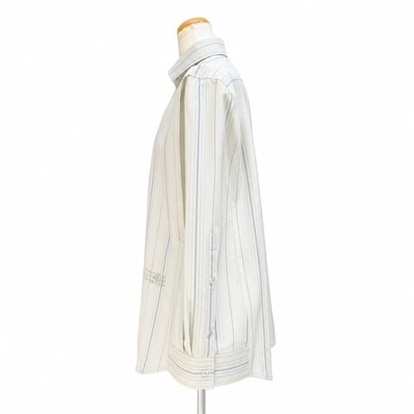 エムエムシックス メゾンマルジェラ MM6 MAISON MARGIELA 襟付き変形ブラウス コットン グリーンストライプ