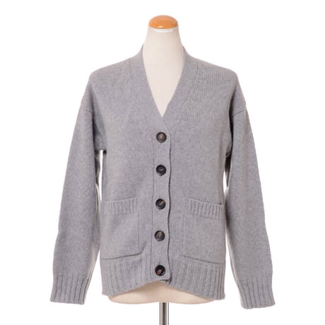 プリングル PRINGLE OF SCOTLAND Vネックカーディガン 厚手カシミア グレー