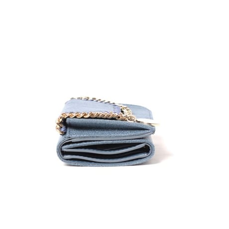 ステラマッカートニー stella mccartney 三つ折り財布 Falabella チェーンウォレット ヴィーガン ブルー