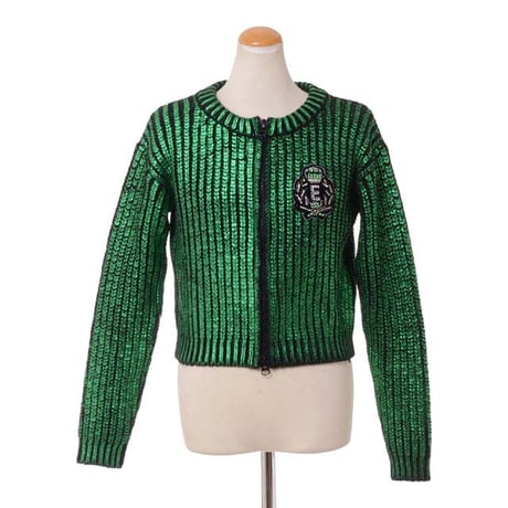 エルマノシェルビーノ ermanno scervino ダブルジッパーニットブルゾン アクリルなど エメラルドグリーン