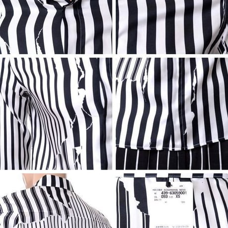 ハイダーアッカーマン Haider Ackermann ストライプシャツ シルク ブラックホワイト