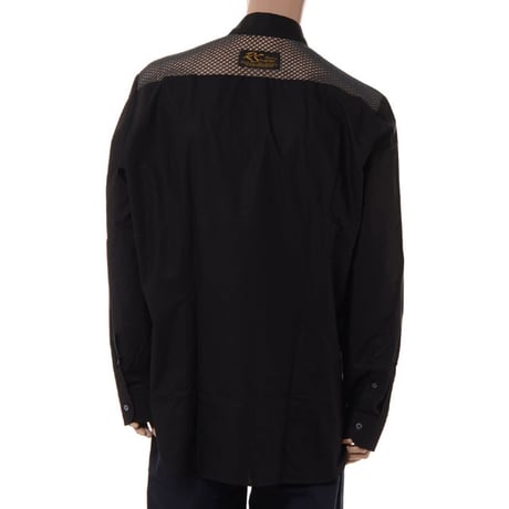 ラフシモンズ RAF SIMONS Classic shirt with net insert シャツ コットン ブラック