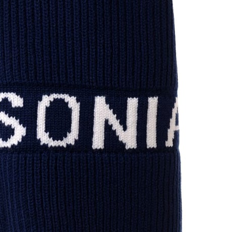 ソニアリキエル SONIA RYKIEL ロゴインターシャマフラー メリノウール ネイビー
