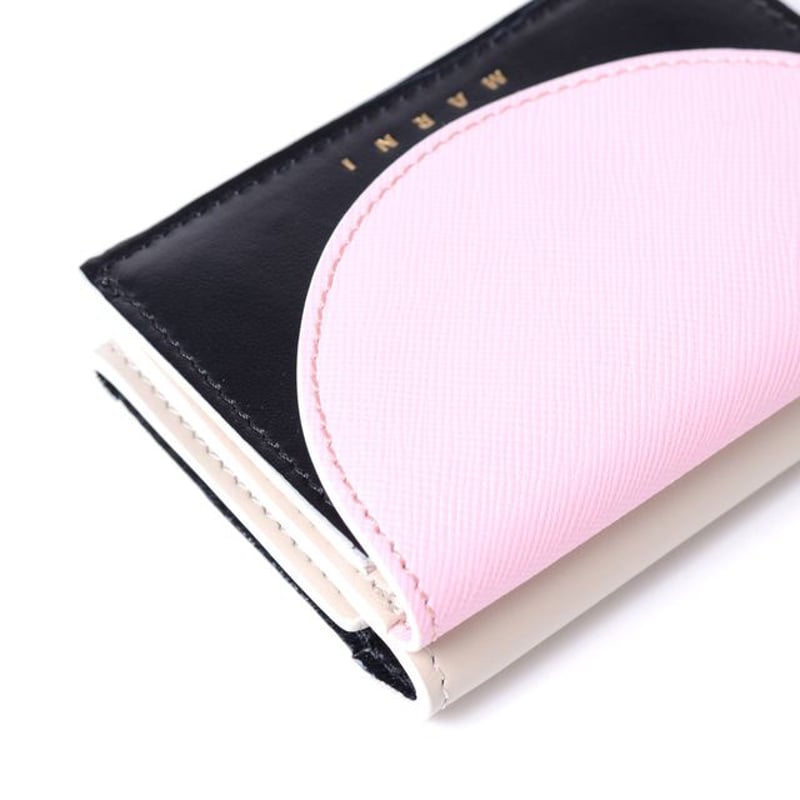 マルニ Marni 3つ折財布 トリフォールド ピンクローズブラック