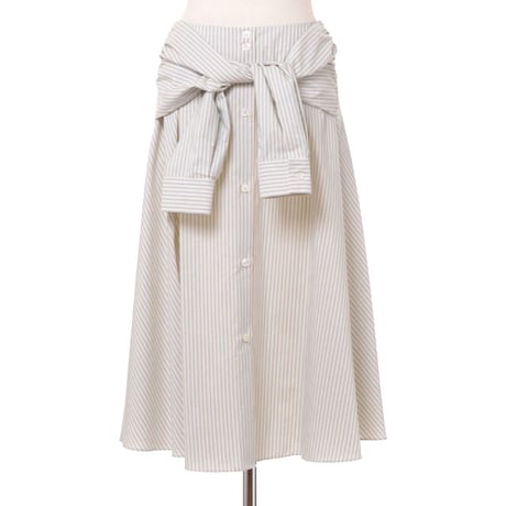 エムエムシックス メゾンマルジェラ MM6 MAISON MARGIELA フレアースカート コットン エクリュブルーストライプ