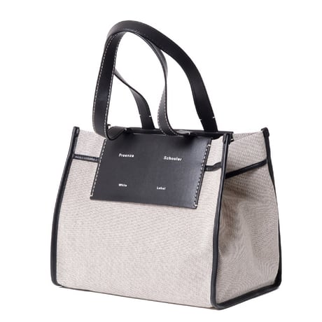 プロエンザスクーラー Proenza Schouler ラージモリスストライプキャンバストートバッグ キャンバス オプティックホワイトブラック