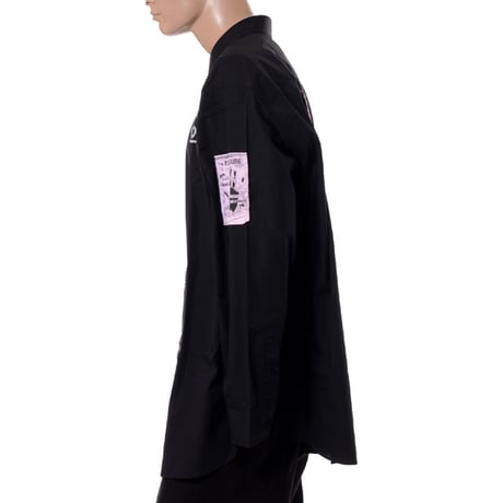 ラフシモンズ RAF SIMONS フレッドペリー FRED PERRY バックパッチオーバーサイズドシャツ コットン ブラック