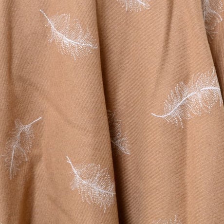 アーデム ERDEM フレアースカート ウールなど 羽刺繍ベージュ