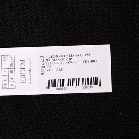 アーデム ERDEM シャツ襟長袖柄リアーナドレス コットン カーキプリント