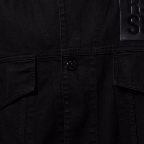 ラフシモンズ RAF SIMONS Denim jacket with leather patch コットン ブラック