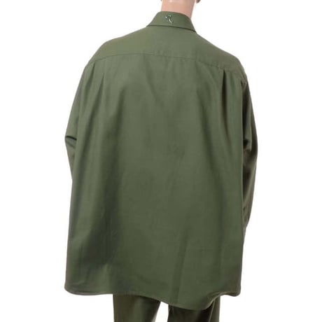 ラフシモンズ RAF SIMONS Oversized denim shirt with R pin in back コットン カーキ