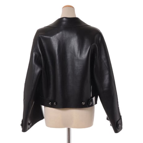 エルマノシェルビーノ ermanno scervino 開襟ジャケット エコレザー ブラック
