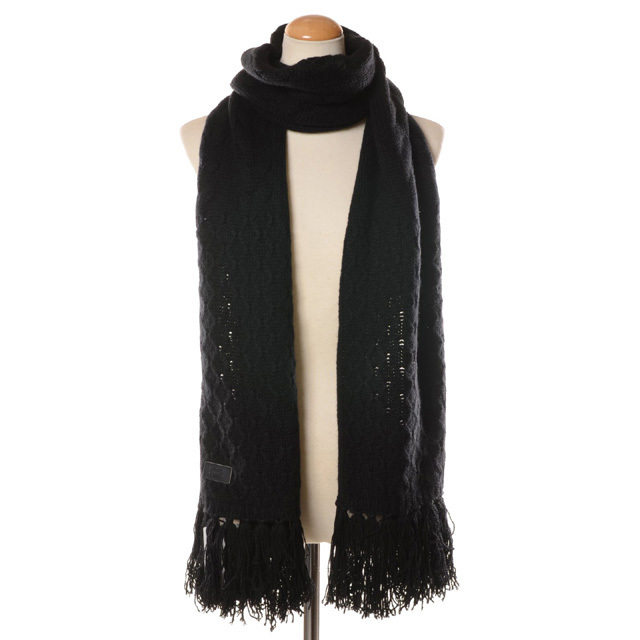 アニオナ AGNONA アラン編みマフラー カシミヤ ブラック | YOKOAUNTY